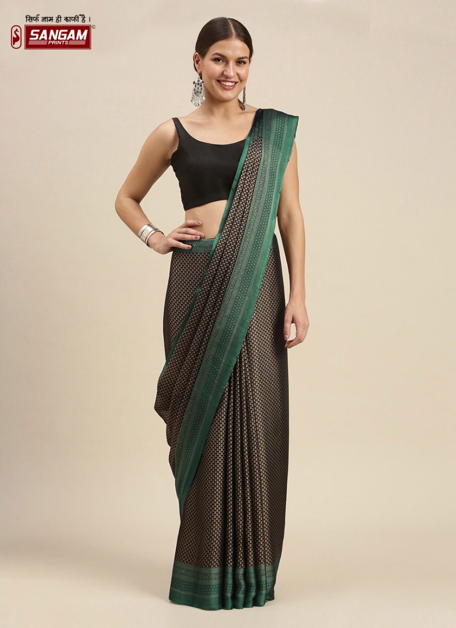 Sangam Peacock Regular Wear Crepe Silk Printed Saree Collection